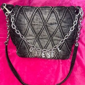 Diesel Charm D Medium Denim Shoulder Bag